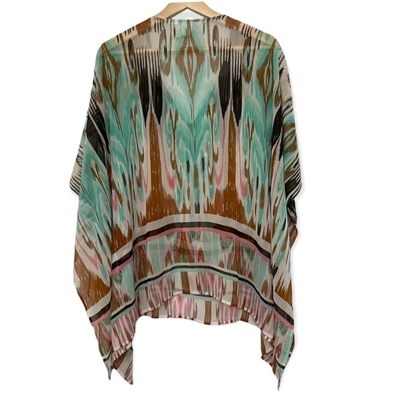 Anthropologie Beach Boho Hippie Embellished V-Neck Turquoise Tie Dye‎ kimono - Picture 10 of 13